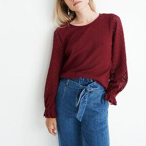 Madewell Texture & Thread Eyelet Mix Ruffle-Sleeve Top